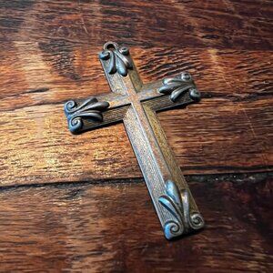 Vintage Brass Cross Pendant With "Faith Grace" Engraving & Rev. Ewing Marking